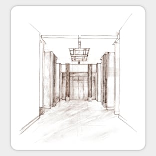 Modern Hallway. Pencil sketch Sticker